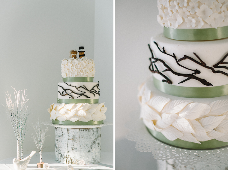 unique white rustic wedding cake