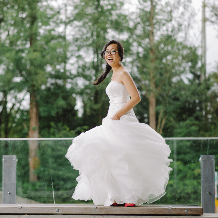 fun portrait of chinese bride