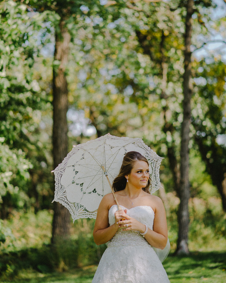 bride with lace umbrella