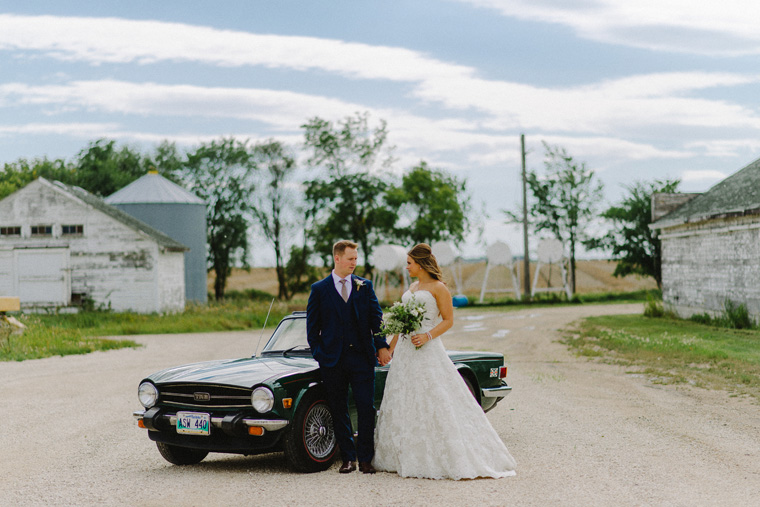 Bridal portrait with old vintage car
