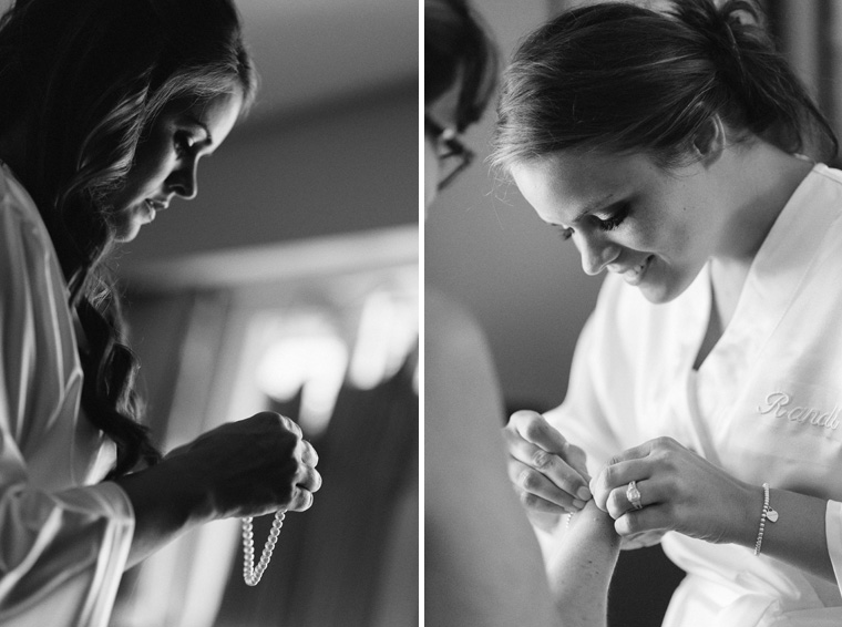 black and white bridal prep photos