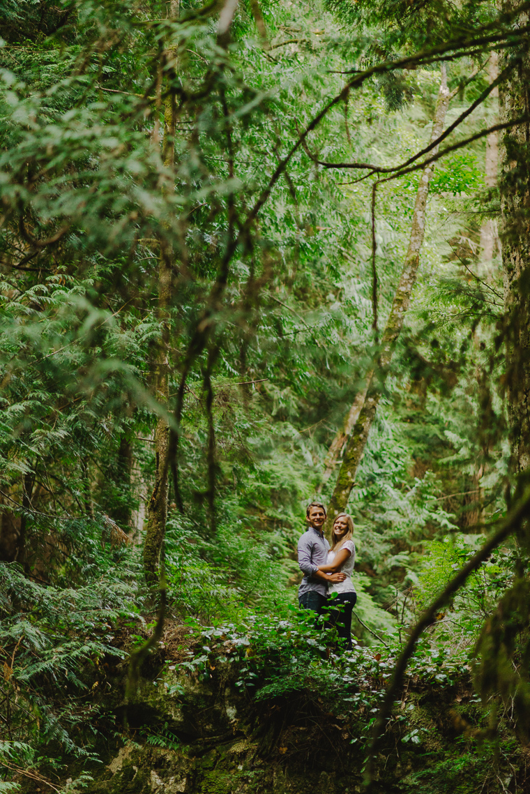 engagement pictures in a forest near vancouver