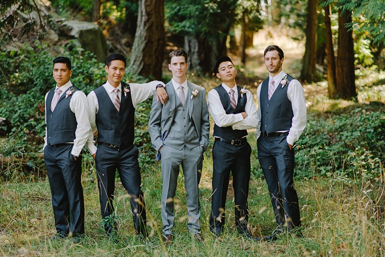 rustic groomsmen in the forest