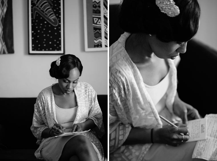 african bride wedding prep