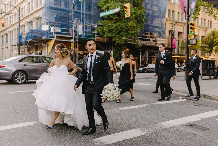 classy black and white wedding party in vancouver
