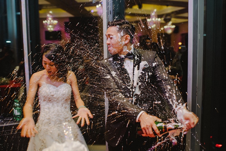 champagne explode on person