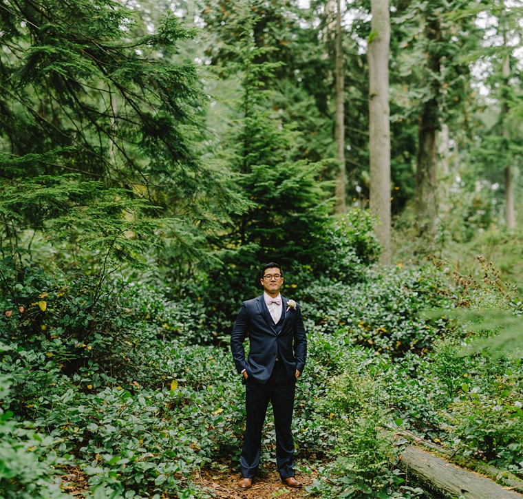 portrait of groom in the forest