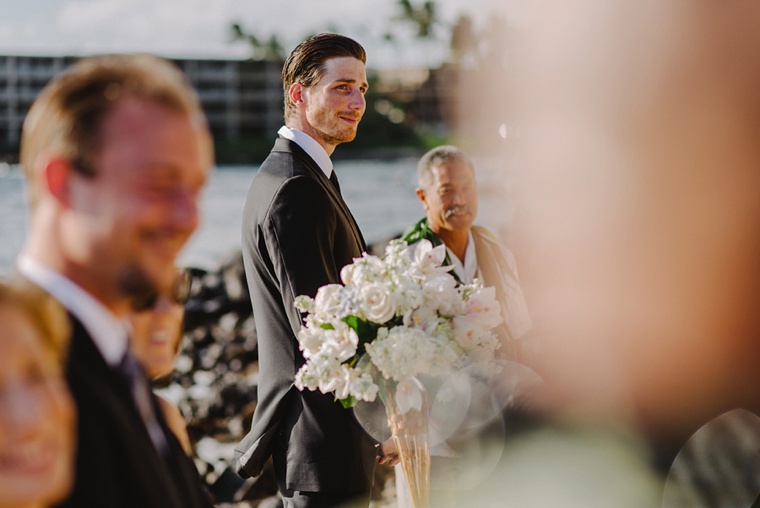 first wedding look on beach in kauai