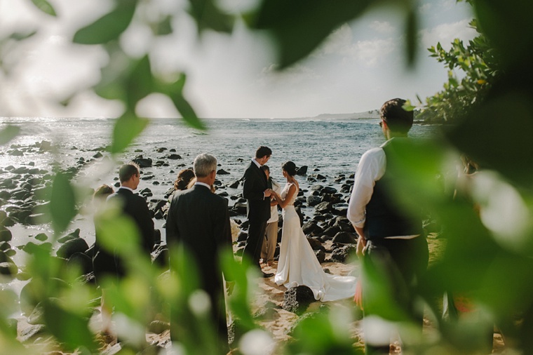 wedding ceremony on beach in poipu , kauai