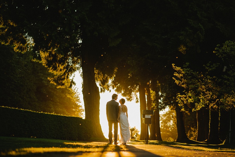 dramatic vancouver sunset wedding portrait