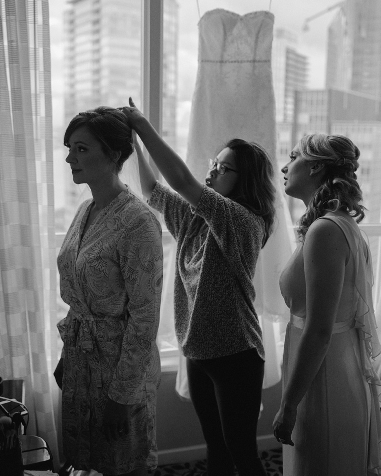 fine art wedding photo of bride getting ready