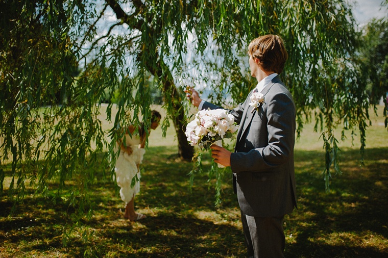 wedding portrait taken under a willow tree in vancouver
