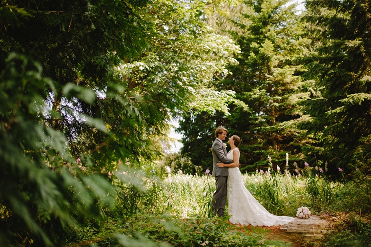 Wedding portrait in forest near UBC