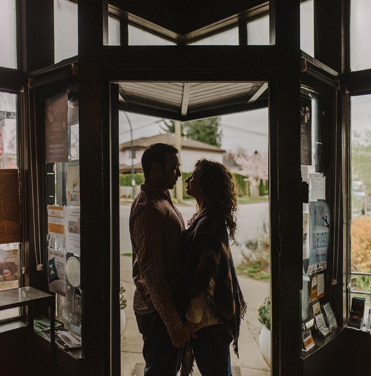 engagement session at vancouver cafe