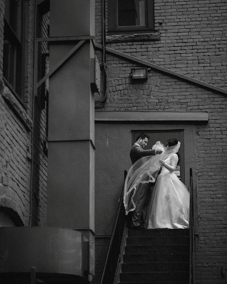 wedding portrait in vancouver alley