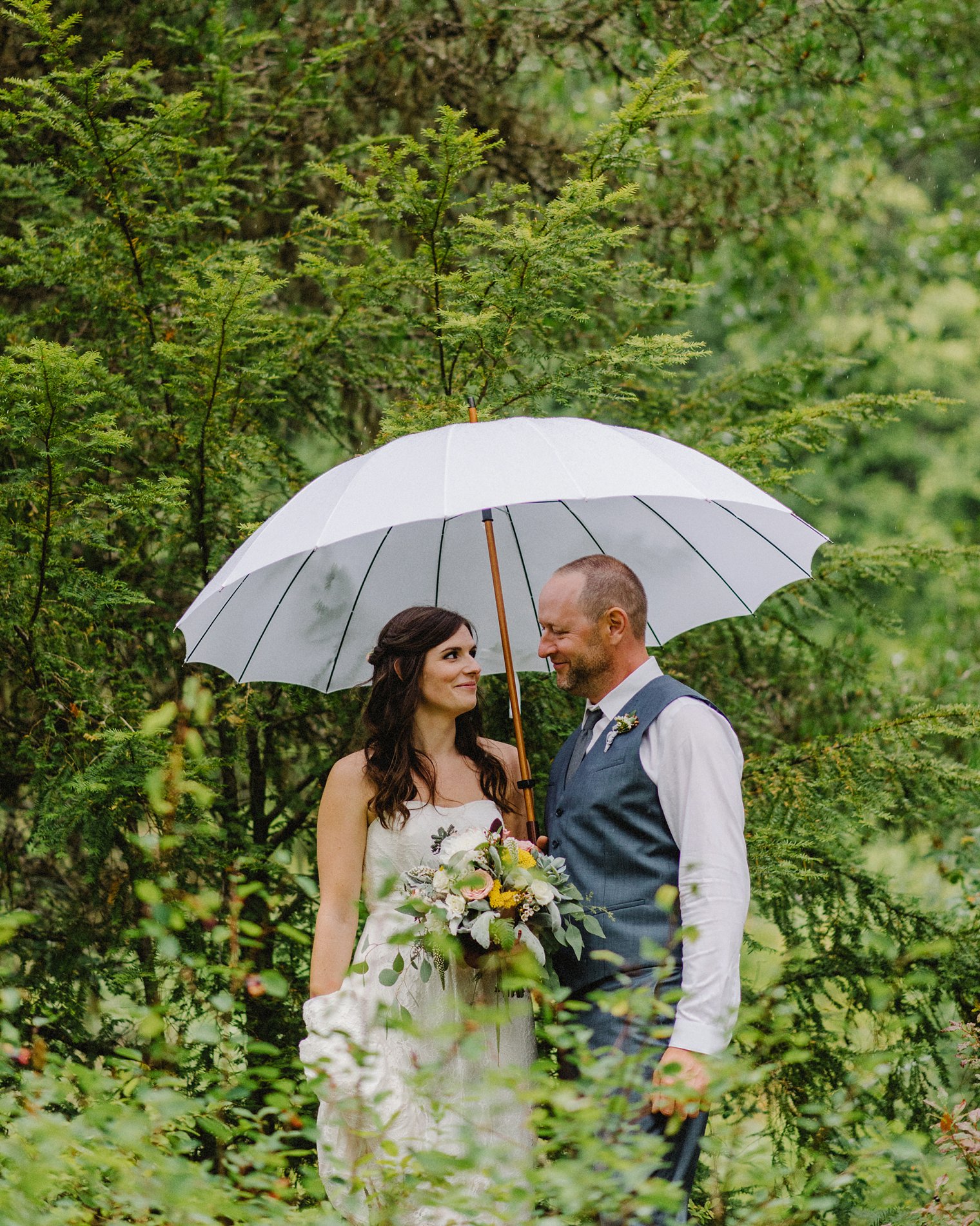 rainy whistler wedding portait