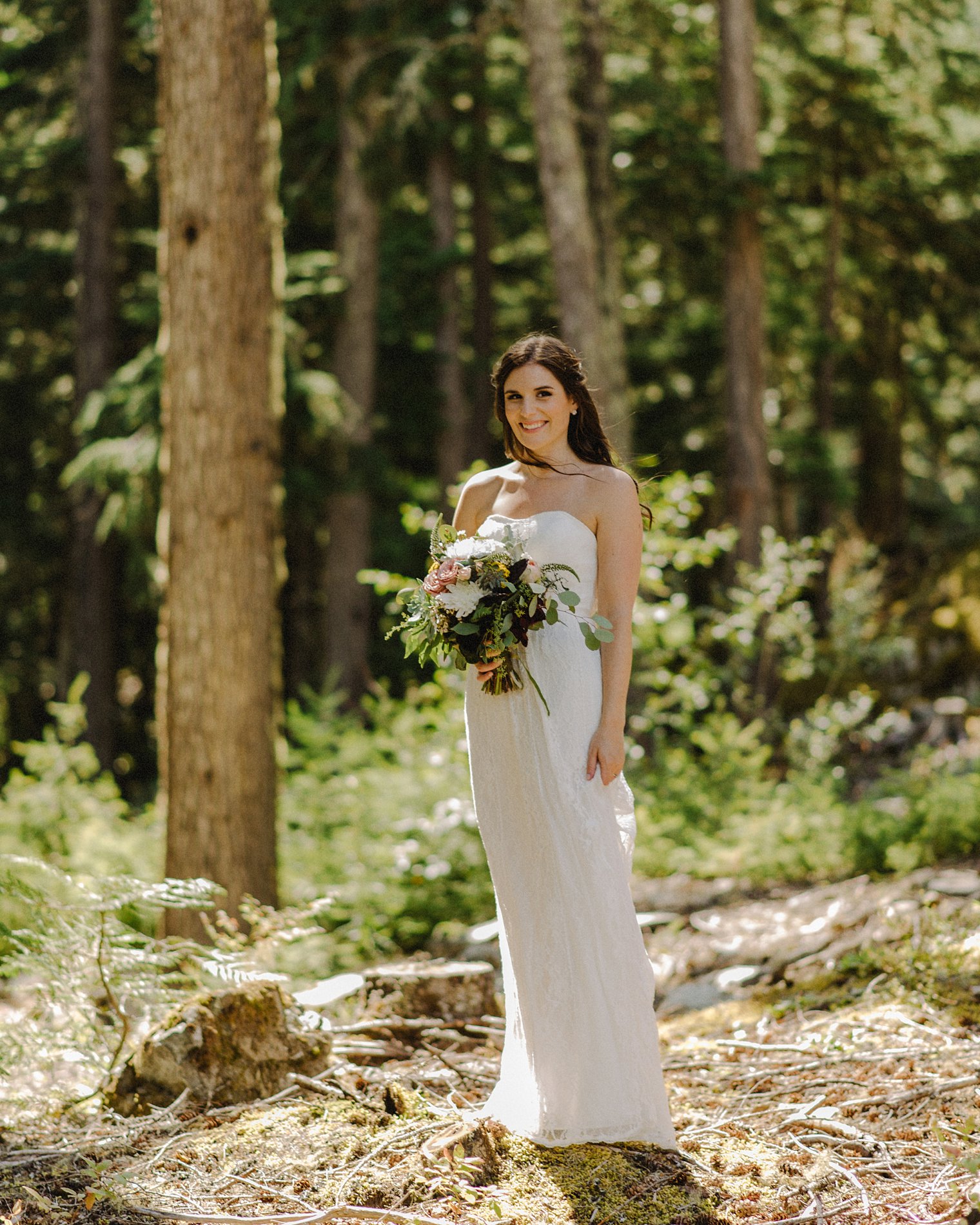 bride portrait in whistler forest