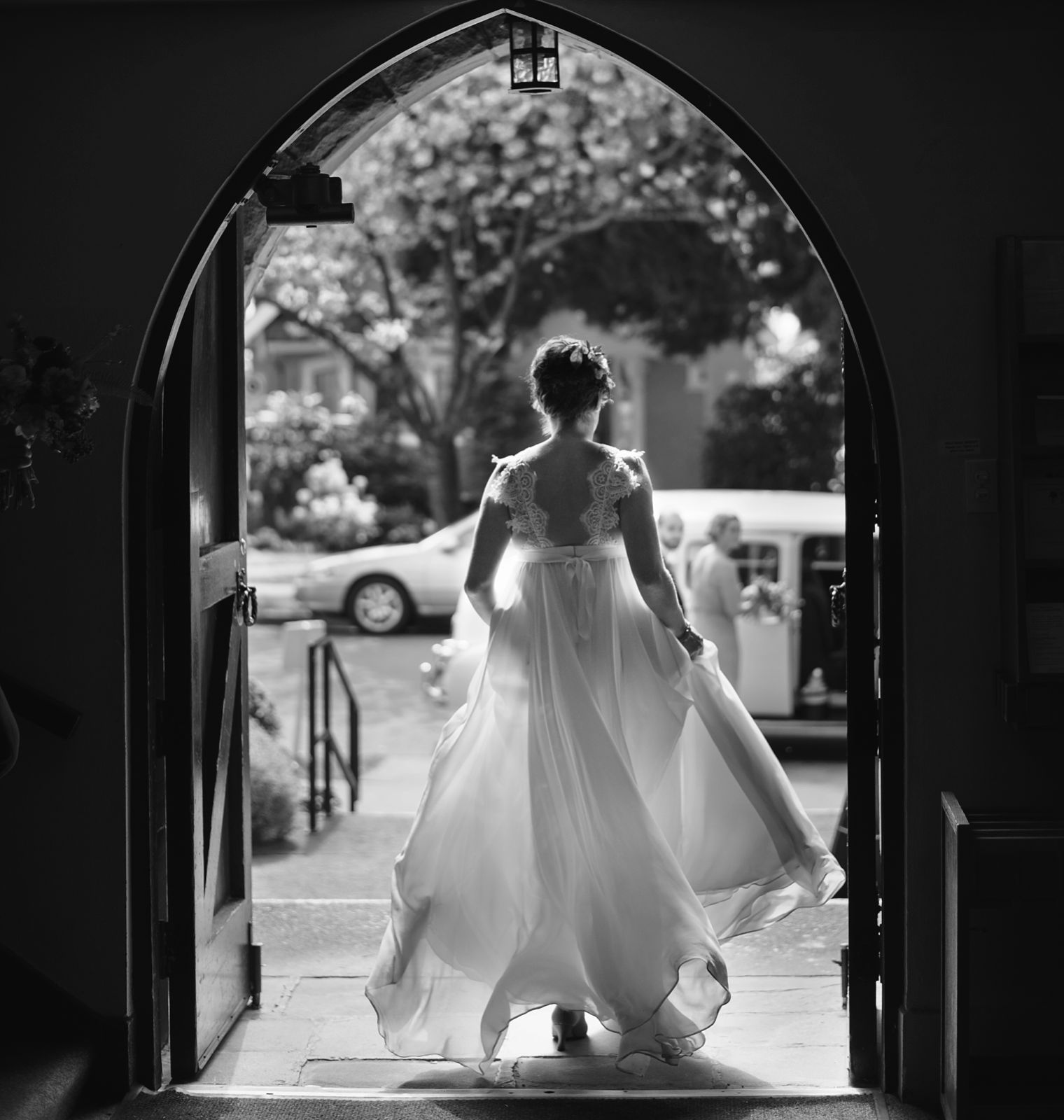 bride exiting church