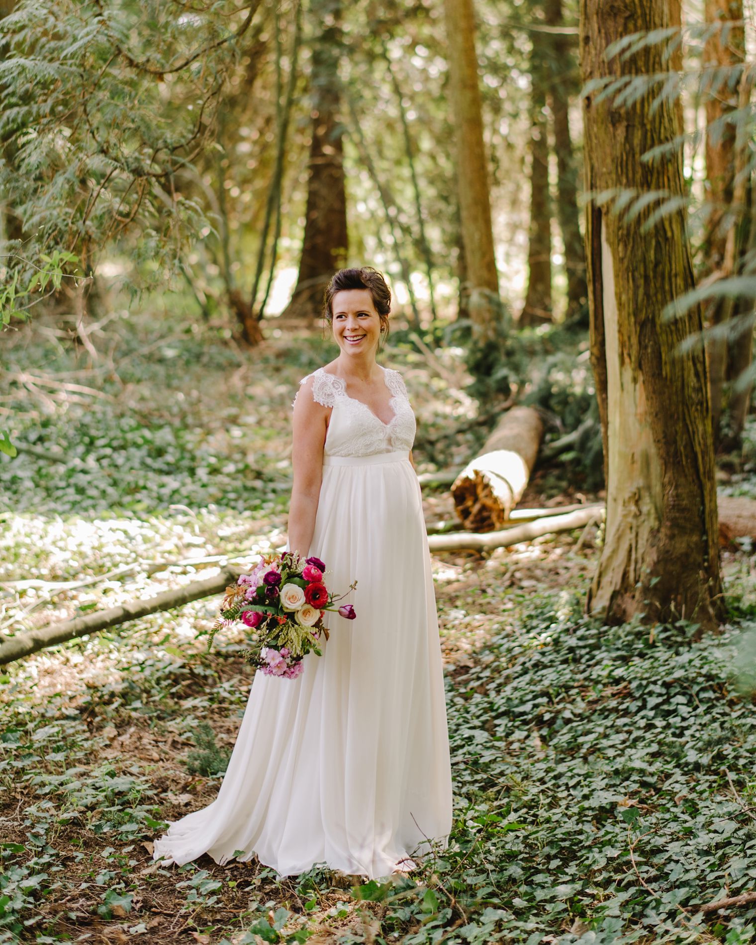 bride in a vancouver forest