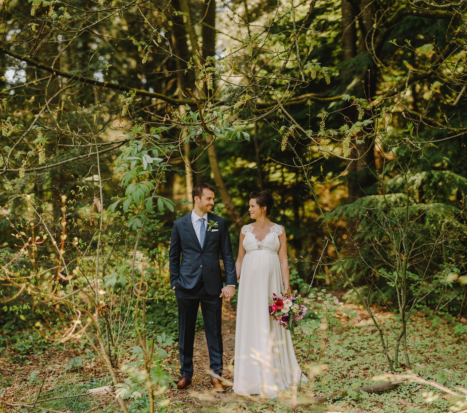 vancouver forest bride and groom