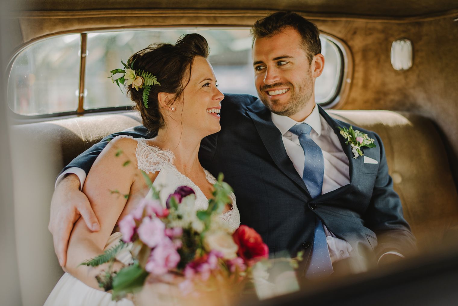 vancouver classic car wedding portrait