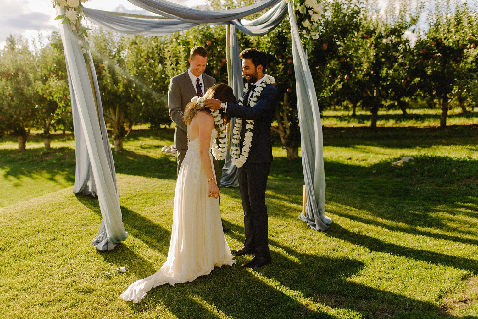 indian wedding ceremony in an orchard