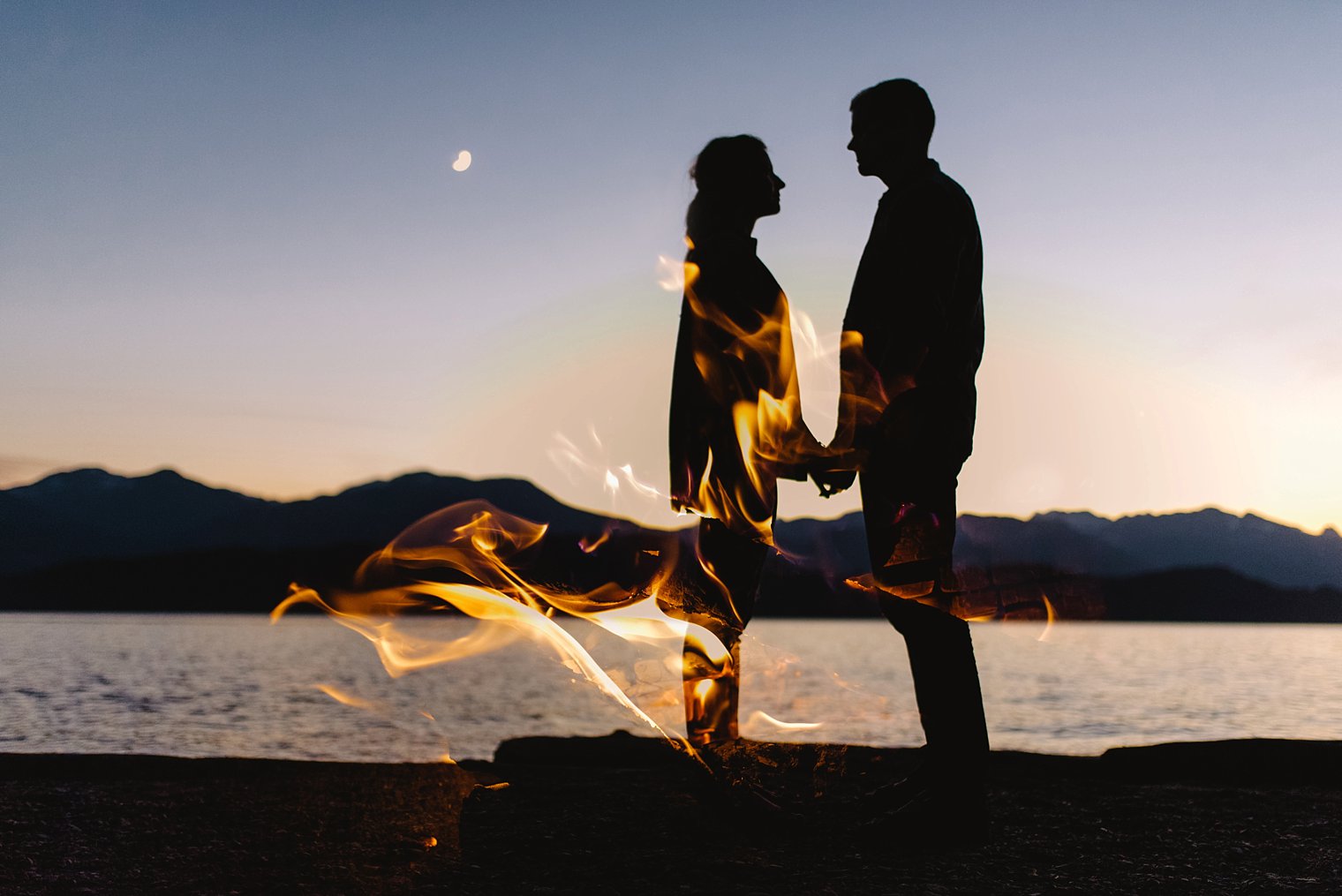 unique campfire engagement session