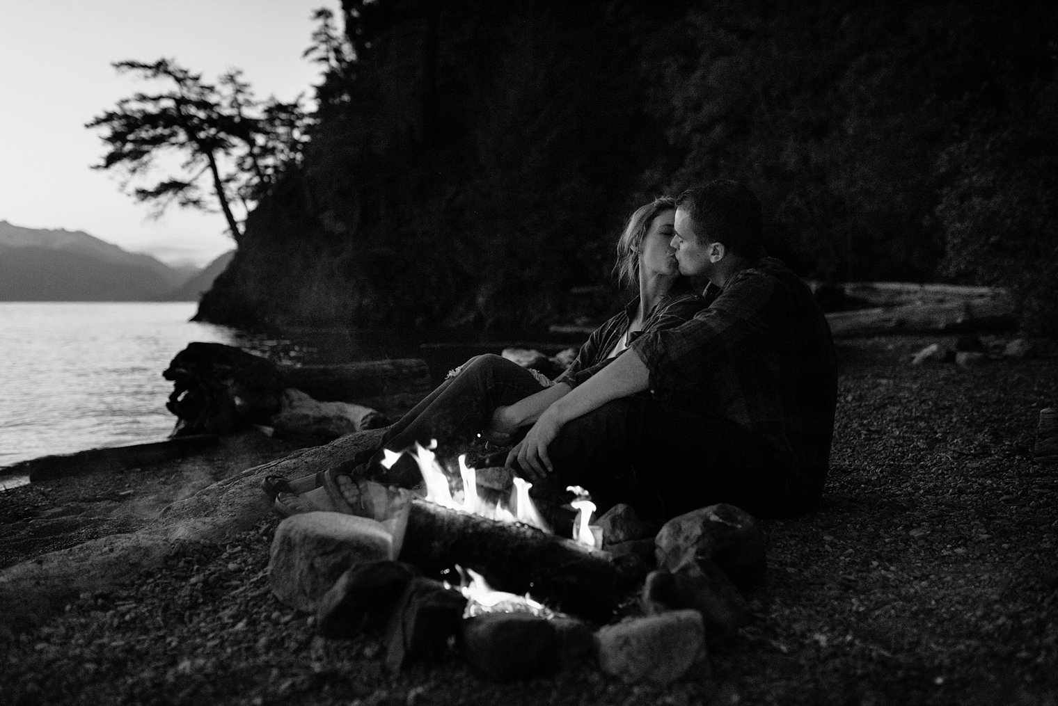 campfire engagement portraits