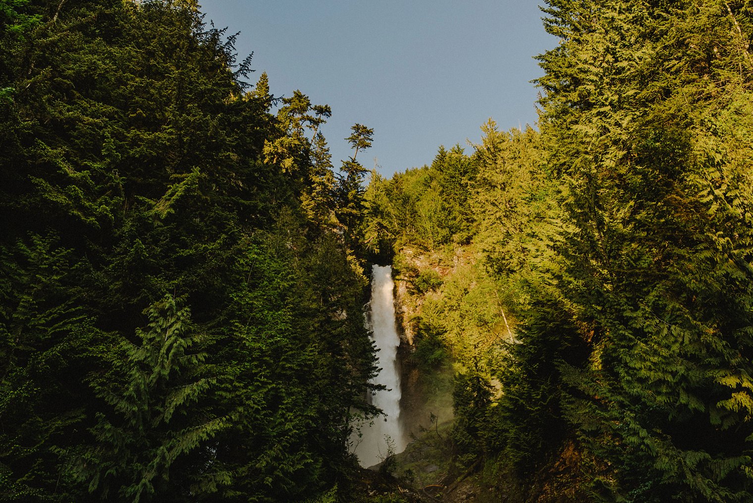 harrison lake waterfall engagement