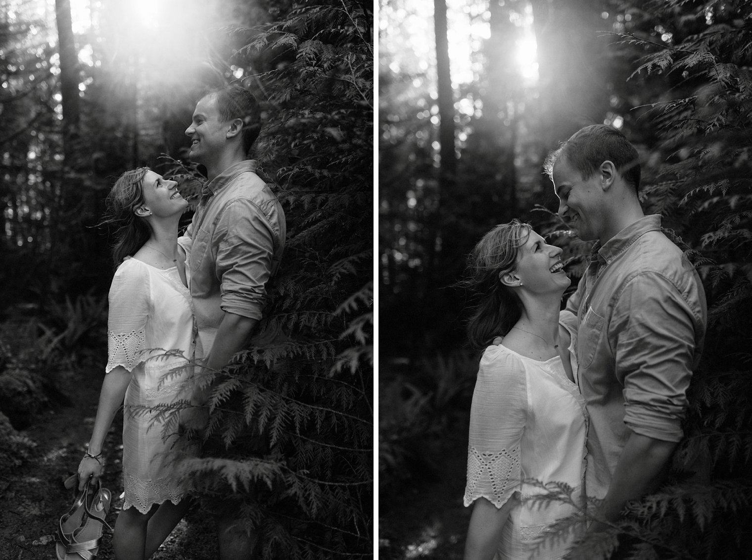 vancouver waterfall engagement portrait