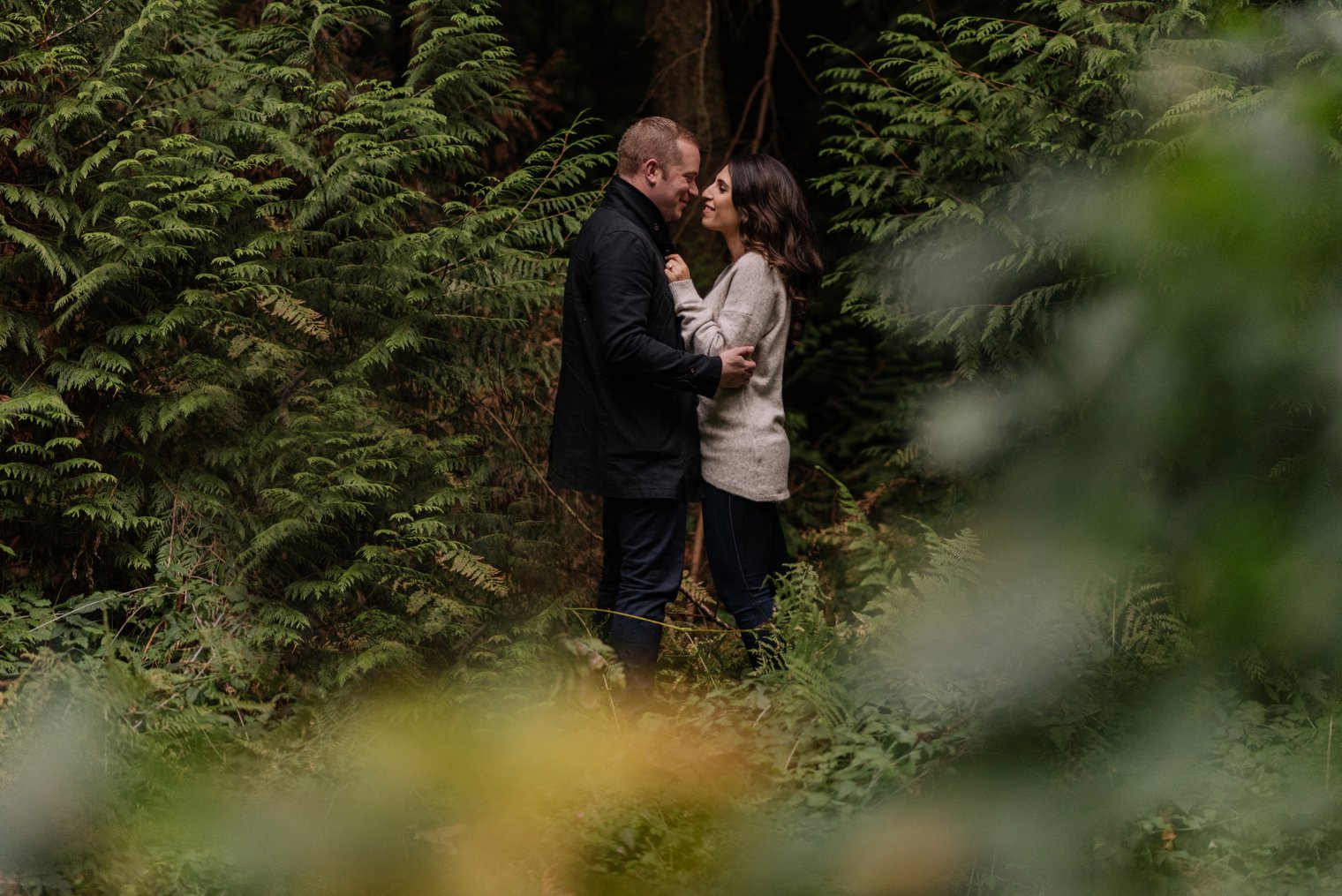 forest engagement photos in pacific spirit park in vancouver