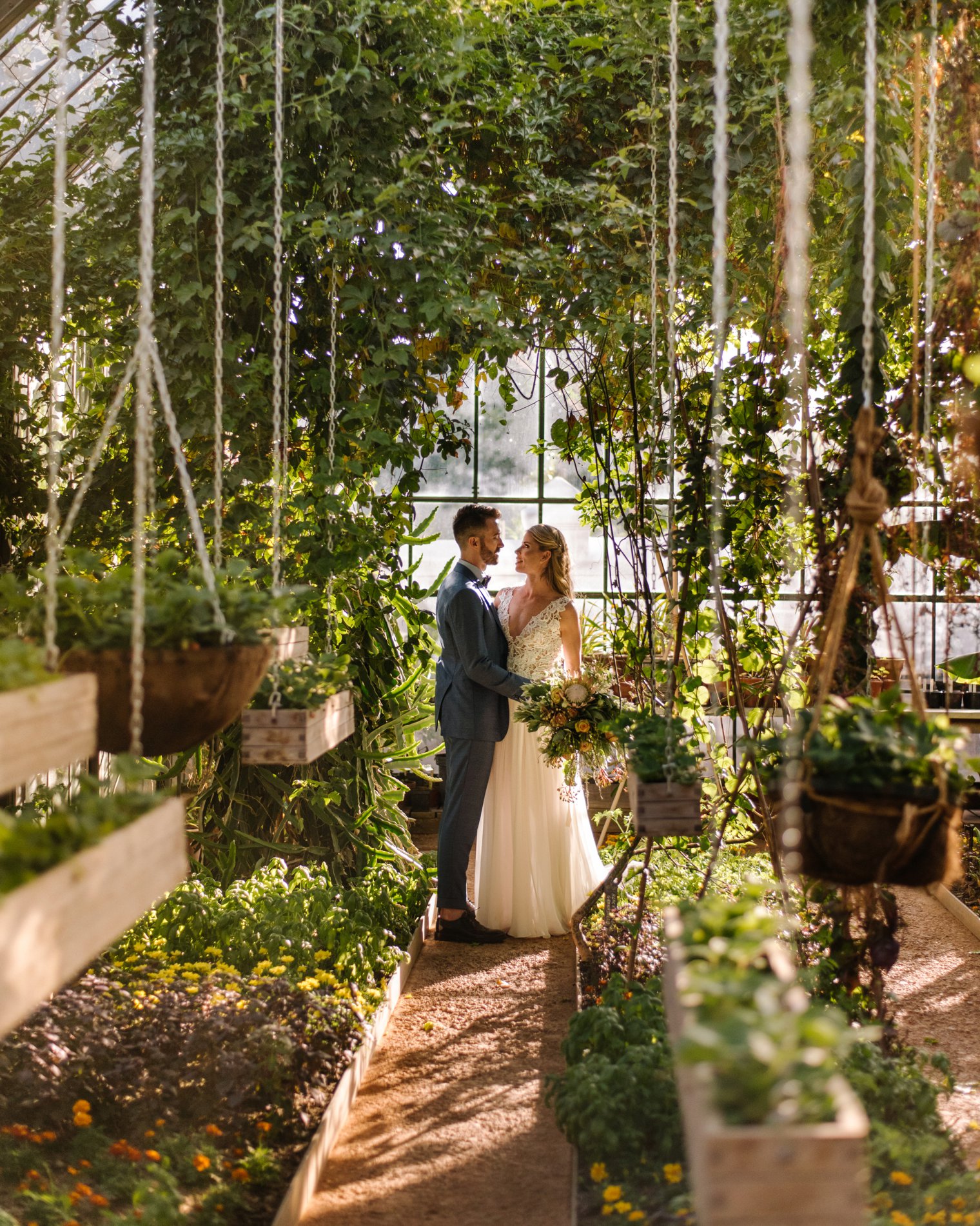 wedding photo in the greenhouse at babylonstoren