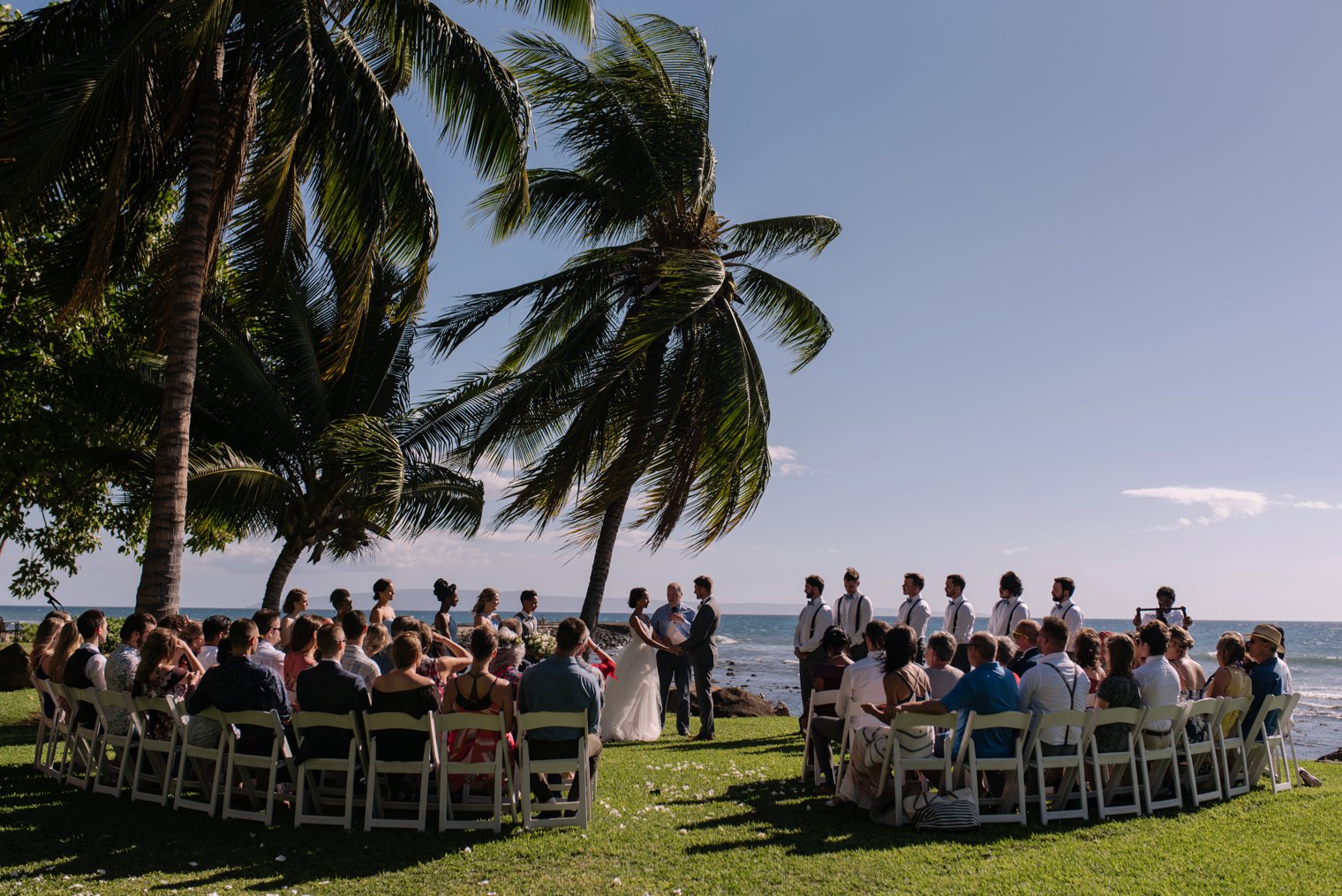 destination wedding ceremony at olowalu plantation house on maui