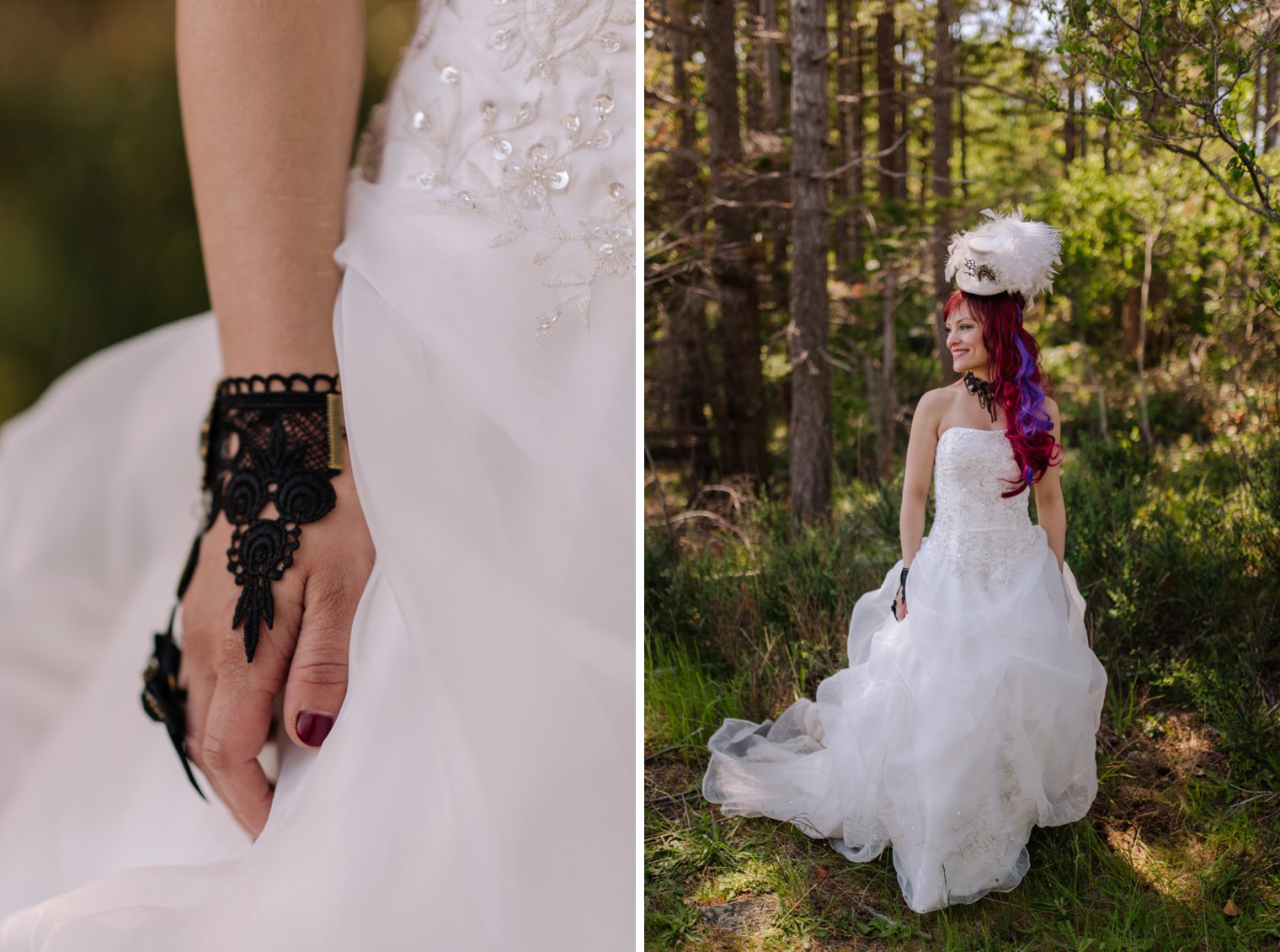 steampunk bride in the forest