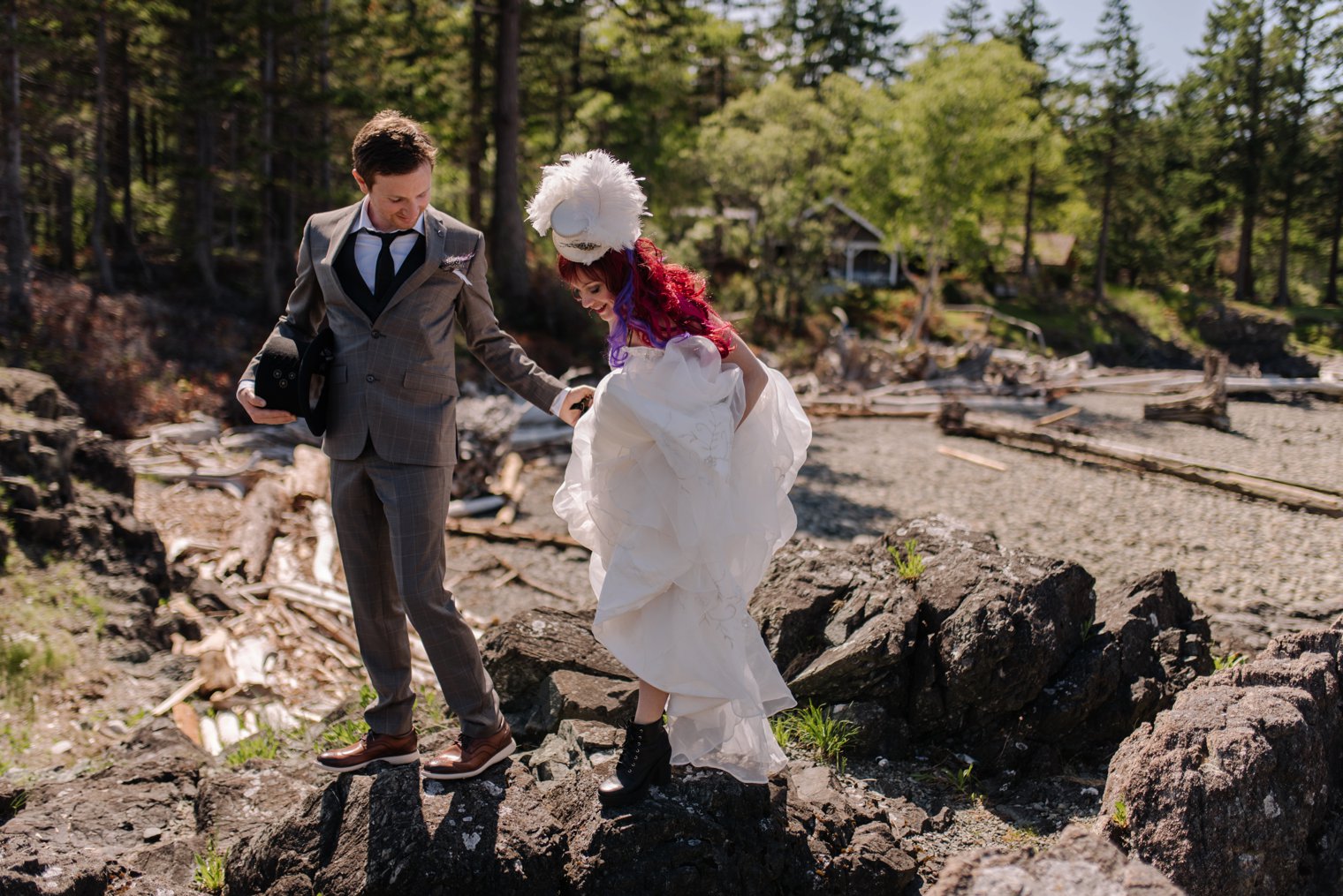 steampunk bride and groom photos